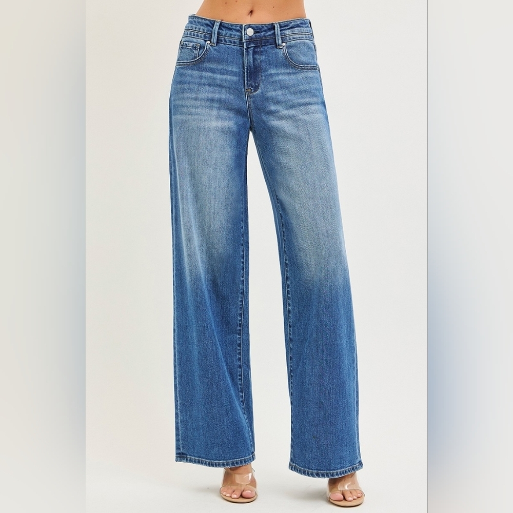 RISEN High Rise Medium Wash Slouchy Baggy Jeans Wide Leg Relaxed Various NEW - Picture 16 of 17